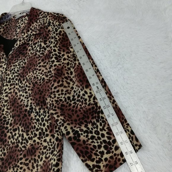 Notations Womens Blazer Cheetah Print‎ Undershirt Button Front Stretch XL - Picture 4 of 10